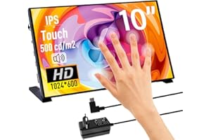 ‎GEEEKPI GeeekPi 10,1 calowy pojemnościowy ekran dotykowy, monitor HDMI IPS 1024x600 Wyświetlacz LCD z podwójnymi głośnikami dla Raspberry Pi 5/4B/3B+/3B, z otworem montażowym do instalacji płyty Raspberry Pi