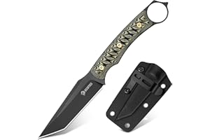 NedFoss PIONEER nóż myśliwski, 8,5 cm, stal 14C28N, legalny nóż outdoorowy z uchwytem G10 i regulowanym klipsem, mały nóż survivalowy z pochwą kydesową, zgodny z Bushcraft 42a, nóż Edc