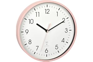 TFA Dostmann analog trådlös väggklocka, 60,3550.16, högsta noggrannhet, modern, analog, rosa sekundvisare, glasskydd, för vardagsrum, entrén, gåva, 245 x 245 x 42 mm