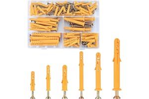 FREEASY 90 PCS Wall Plugs & Screws Set, 6 Sizes of M6/M8/M10 Hollow Wall Anchor Screws and Wall Plugs Kit for Brick, Concrete, Masonry, Drywall, 45 Masonry Self Tapping Screws & 45 Expansion Pipe Anchor Bolts