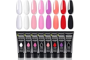 ‎WAKANIYA Poly Nail Gel Farben Kit, 8 Farben Poly Gel Nägel Set Nagelverlängerung Builder Gel für Nägel Nagelset Fräser Extension Building Nagel Selber Machen