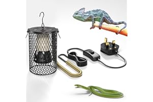 Bonlux Reptile Heat Lamp With Guard - 100W Ceramic Bulb Heater, Infrared Holder With Anti-Hot Bracket Cage for Tortoise, Lizard, Turtle, Snake, Chicks