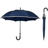Etrexonline Automatic Long Umbrella 8 Double Ribs Large Windproof Waterproof Umbrella Comfortable Curved Handle Design with W