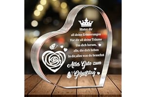 SUPRELUCK Geburtstagsgeschenk für Frauen, Geburtstagsgeschenk Frau - Acryl Herz Tischschmuck/Briefbeschwerer, Geschenk für Frauen zum Geburtstag, Ehefrau, Freundin, Beste Freundin, Mama, Oma, Tochter, Kollegin