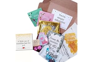 Little Box of Sunshine 10 Item Gift for Her, Hug in a Box - Care Package for Her - Tea, Face Mask & Nail File Pamper Box | Letterbox Gifts with Coffee, Notepad and Face Mask Gifts for Women (Gold)