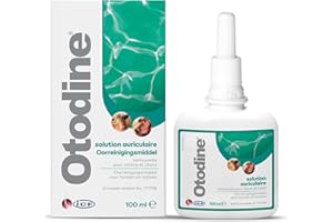 ICF Otodine | Nettoyant Oreille Chien et Chat | Nettoyant Auriculaire Assainissant pour Chien et Chat | Soin pour l'Hygiène et la Santé Auriculaire des Animaux Sujets à l'Otite Externe | 100ml