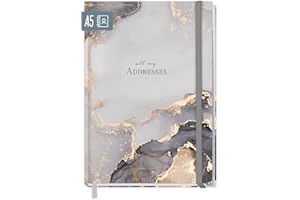 HÄFFT paper&you® Agenda A5 con índice A-Z [Mármol gris] Agenda para contactos, cumpleaños y contraseñas - sostenible y respetuosa con el clima