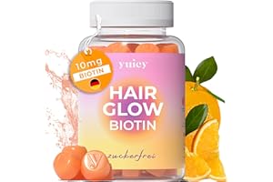 ‎YUICY YUICY Biotin Haar Gummibärchen - 60 Stk. Extrem Leckere & Zuckerfreie Haar Vitamine - 10mg Biotin Gummies Hochdosiert für Haarwachstum, Haut & Nägel - Hair Glow