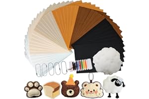 HanCheng 42 PCS Pannolenci Colorati Morbido 20x30 cm,Tessuto in Feltro in 6 Colori Diversi,Completo di Accessori Cucito,50g di Imbottitura,5 Catene a Palline(Collezione Morandi)