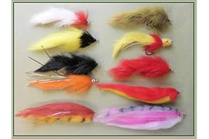 TROUTFLIESUK Hechtangeln, 10 gemischte Hechtfliegen, Größen 1/0 & 2/0 starke Haken,