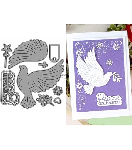 Fustella Metallo Per Scrapbooking - Forma Colomba E Parola Pace | Per Biglietti, Carte, Goffratura | Taglio Precisione