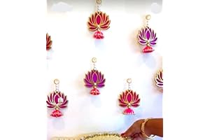 Estationeryhouse Rani Pink lotus/Varamahalakshmi/Lakshmi decor/Gruhapravesham decor/Seemantham decor/Lakshmi pooja/Ugadi/Sankranthi/Indian backdrop 10 pc Active