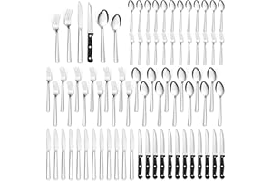 Besteck Set für 12 Personen, Bastwe 72-teiliges Edelstahl Besteckset mit Steakmesser, Messer, Gabel, Löffel, Hochwertiges Essbesteck Set für Restaurant Party Hochzeit, Spülmaschinenfest
