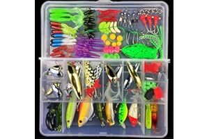 CHAWHO Angelzubehör Set - 106 Pcs Fischköder-Set mit Aufbewahrungsbox für Hecht, Forelle, Zander, Barsch & mehr