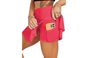 HAWILAND Women Tennis Skirt Athletic Skirts with Shorts Pleated Skirt with Pockets V Waist Skort Workout Golf Skorts