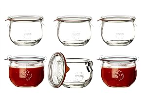 Weck Vasetto Tulipano 580 ml con Coperchio da 100 mm, Completi di Guarnizione e Clips, Scatola da 6 Pezzi, Vetro, Trasparente