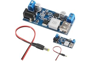 DAOKAI 2PCS Modulo convertitore buck da 24V/12V a 5V 5A Porta USB di alimentazione LED Regolatore di tensione buck DC-DC ad alta potenza per la ricarica del telefono con cavo di alimentazione CC