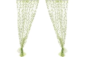 FAVOMOTO Grün Transparente Voile Vorhänge Gardine Schal Dekoschal für Schlafzimmer Wohnzimmer Blumen Druck 100x270cm für Wohnzimmer Schals Schlafzimmer Vorhänge Kinderzimmer Dekoschals