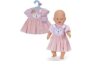 Baby född klänning med applikation i REH-design för 43 cm dockor