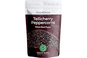 Viva Doria Tellicherry Black Peppercorn, Whole Black Pepper, Steam Sterilized, Black Peppercorns, 340g