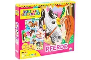 Sticky Mosaics ORB Pferde, 4 Designs, kreative Geschenke Bastelset Kinder Geschenke für Mädchen und Jungen selbstklebende Glitzer Moosgummi Aufkleber Kindergeburtstag DIY Deko basteln ab 5 Jahre