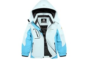 GEMYSE Veste de Ski Imperméable de Montagne pour Fille Manteau d'hiver Extérieur en Polaire Coupe-Vent avec Capuche