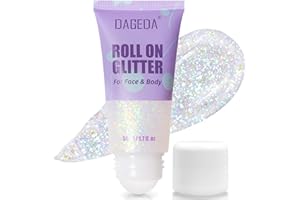 Prreal 50 ml Roll-on Body Glitter, holográfico Face Glitter Gel for Eye Hair, Mermaid Sequins Festival Accessories, Chameleon Color Body Shimmer Glitters Face Paint Makeup Rave Outfits, 04 Dazzle