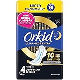 Orkid Ultra Hijyenik Ped Gece Ekstra (Boy 4) S&uuml;per Ekonomik Paket 16 Adet Ped