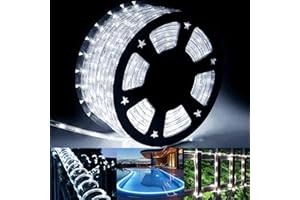 LIYUANQ 1000 LED Outdoor Rope Lights, 53M/174ft Christmas Tube Lights Waterproof Fairy String Lights 8 Modes LED Rope Lighting Decorate for Christmas Tree Indoor Party Bedroom Garden (White)