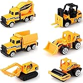 Qxwuyazbryl 6 Pieces Mini Construction Vehicle Toy | Construction Truck Toy Set, Construction Excavator Toy Truck, Birthday G