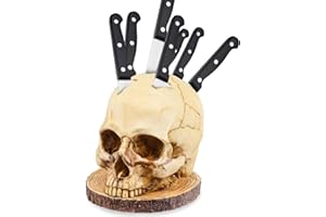 XINRONGDA Porte-couteaux en forme de tête de mort, zombie pour rangement de cuisine, support de couteaux de cuisine gothique pour décoration d'intérieur, fantaisie pour Halloween