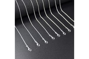 FAVSON 26 Pack Necklace Chains Bulk, 925 Sterling Silver Chains Lobster Plated Clasps Cable Chain, Necklace Link Charms DIY Chains, for Jewellery Making (45 cm/18 inch)
