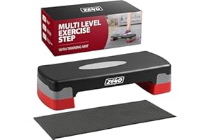 ZENO Exercise Step & Training Mat | Steppers for Exercise Workout | Adjustable Height 2 Levels Aerobic Step | 10cm and 15cm Cardio Exercise Stepper | Training Step for Home or Gym Workout Routines