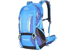 Aoking Mochila senderismo,escalada,40 L-50 L,Elementos estándar_tabla de malla de flujo de aire extraíble,impermeable,silbato SOS,funda para lluvia