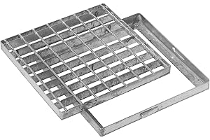 Jardibric - Grille Caillebotis avec Cadre en Acier galvanisé pour collecteur d'évacuation des eaux pluviales - Peut s'adapter sur un Regard ou un Caniveau en Béton (40 x 40 cm)