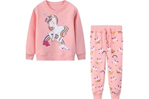 Baogaier Tuta Sportiva Ragazza Cotone Bimbini Unicorno Abbigliamento Sportivo Manica Lunga Maglieria Abiti Set Felpa Pantaloni Sweatshirt Jogging Suit Modello Animale Ragazze Bimbina 2 3 4 5 6 7 Anni