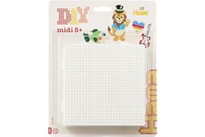 Hama Perły 4581 duże płytki na długopisy, zestaw 4 sztuk do naprasowania Midi o średnicy 5 mm, kwadraty do łączenia w kolorze białym, kreatywna zabawa dla dużych i małych