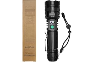 WEDETIAN Linterna LED Alta Potencia 30000 Lúmenes, Recargable USB Táctica Militar XHP70.2 Con Zoom y COB, IPX67 Impermeable 5 Modos Portátil (1 Pieza)