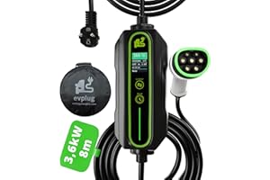 evplug/Chargeur EV Portable Voiture Electrique (Type 2 | 8m | + Minut., 3,6kW | 16A)