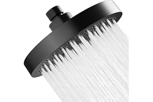 JINYOMFLY Kopfbrause Regendusche Schwarz, 6 Zoll Duschkopf Regendusche mit Anti-Kalk-Düsen, Hochdruck Kopfbrause Wassersparend, Runder 360° Verstellbarer Sparduschkopf