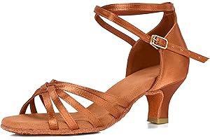 VASHCAME-Zapatos de Baile Latino de Tacón Alto/Medio para Mujer