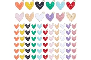 PH PandaHall 66pz Ciondolo Cuore Smaltato 11 Colori Ciondoli a Cuore Amore per Matrimonio Pendenti con Anello per Collana Bracciale Orecchini Fai Da Te Gioielli Matrimonio Decorazione, 16x15mm