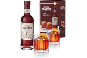 ‎CAMPARI Campari Negroni Geschenkset – 1x 0,5 l Campari Negroni im Set mit 2 Gläsern – italienischer, servierfertiger Pre-Dinner Cocktail