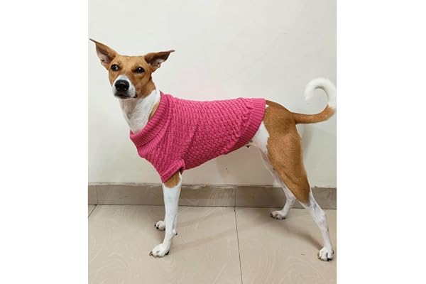 Lulala Dog Sweater for Winter Warm Woolen Knitwear for Small & Medium Dogs Soft & Comfortable Pet Pullover Jumper Stylish Pink Dog Clothes for Cold Weather