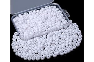 AWARDSEN White Pony Beads Bulk 500 Pcs 9mm Hair Beads for Braids Making DIY Crafting Friendship Bracelets Necklace