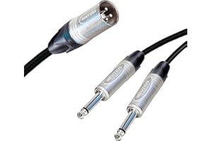 DESIGNACABLE Neutrik Male XLR Split into 2 Dual Mono Jacks Cable Splitter Summing Lead 3 m Plus (3 m, Black)