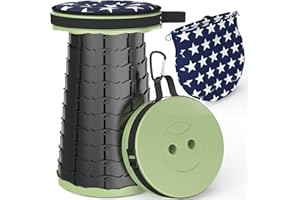 ALEVMOOM Tabouret Pliant Portable avec Coussin,Tabouret de Camping pour Adultes,Tabouret de Camping Télescopique Tabouret Pliable pour La Pêche BBQ Intérieur Activités Plein Air Charge 440 LB