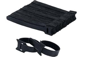 HUSAIHU Velcro Cable Ties, Reusable Cable Straps, Adjustable Cable Ties Straps Velcro Straps for PC Cable Management, Organizing Cords, Data Cables, Headphones, TV (Black & 100 Pcs)