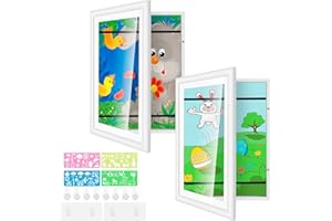 MIDTOY 2 Piezas Marco Dibujos Infantiles A4, 8.5x11 Marcos de Fotos Arte Coleccionar para Niños, Marcos de Apertura Frontal para Hogar Oficina Escuela, Capacidad 150 Obras