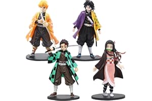 VAVICRAP 4 Stück Demon Slayer Figuren Anime Charakter Modell Lichtechtheit Anime Figuren Spielzeug für Geburtstagsgeschenk Wohnkultur Auto Dekor-Stil Geschenk für Kinder